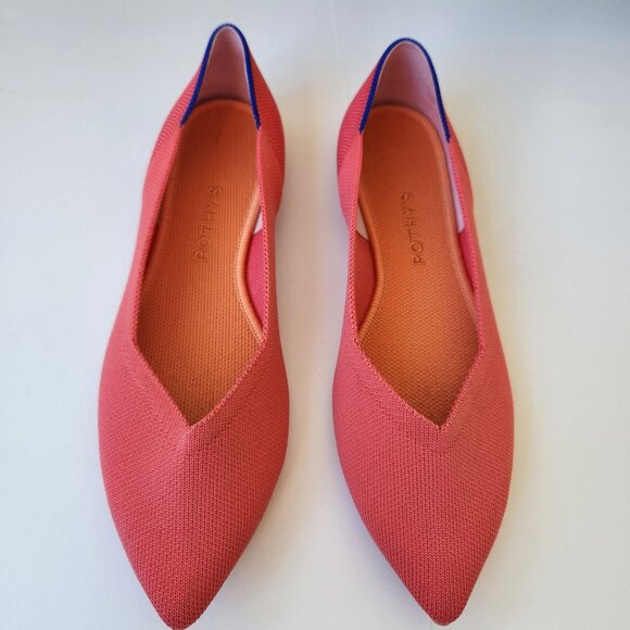 Rothy's Shoes - Rothys The Point Flats Tropical Punch Coral Soft Comfy Cute Preppy Office 9.5